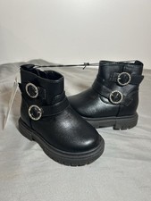 Toddler Girls' Evie Lug Sole Ankle Boots - Cat  Jack Black 6T New with Tags