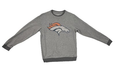 Denver Broncos Logo Victory Pullover Men s MED NFL Team Apparel Grey Sweatshirt