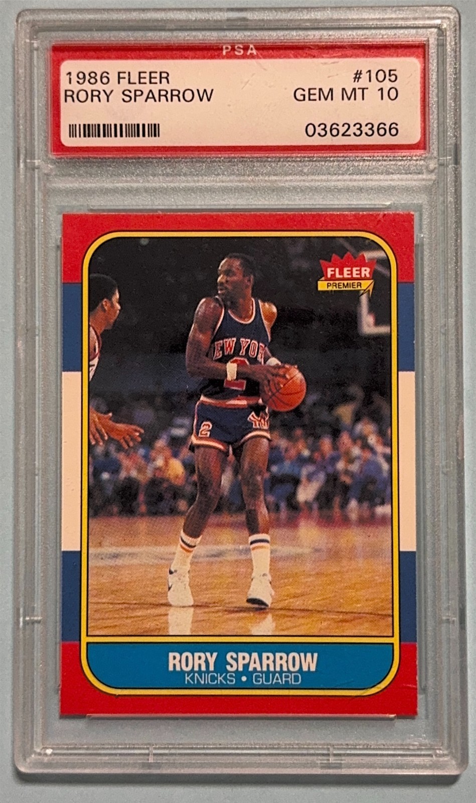 1986 Fleer Basketball #105 Rory Sparrow New York Knicks PSA 10 GEM MINT