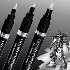3PK Liquid Chrome Markers Permanent Mirror Pens for Plastic Metal Model Painting
