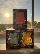 Nee Doh Jelly Hops Scented Super Solid Squish Bunnies Pink Blue Yellow -Full Set