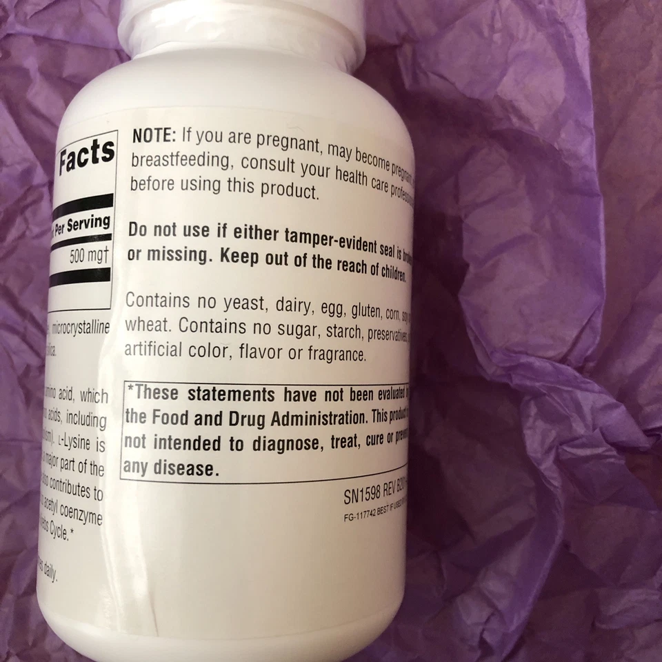 Source Naturals, Inc. L-lisina 500 mg 200 cápsulas mejor para el 23/09 Foto 4 de 4