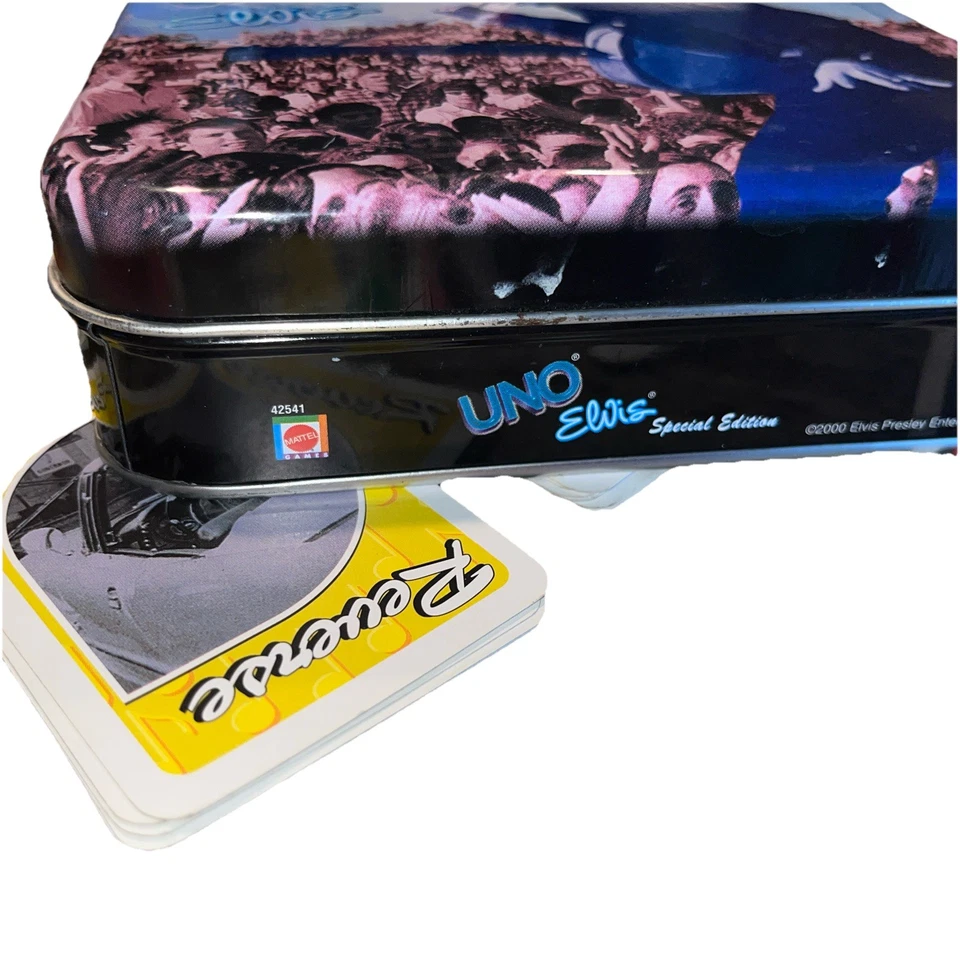 Vtg Elvis Presley UNO Card Game 2000 Special Edition in Collectible Tin A2 No ** - Image 4 of 4