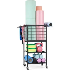 ETELI Weight Metal Rack for Home Gym Dumbbell & Yoga Mat Storage with Hooks Comp