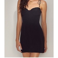 Wilfred   FableBlack Mini Dress Tie Strap Sweetheart Ruffle  Size 2