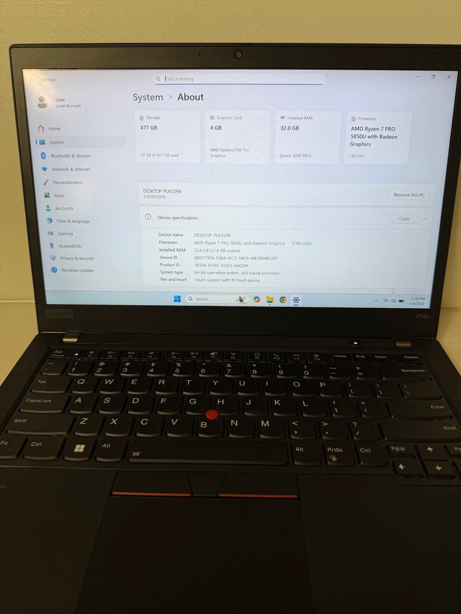 Lenovo ThinkPad P14s Gen 2 Ryzen 7 PRO 5850U 32GB RAM 512GB SSD