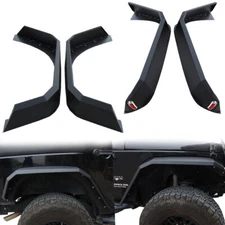 Vijay 4pcs Front and Rear Fender Flares w/Lights For Jeep Wrangler 2007-2018 JK