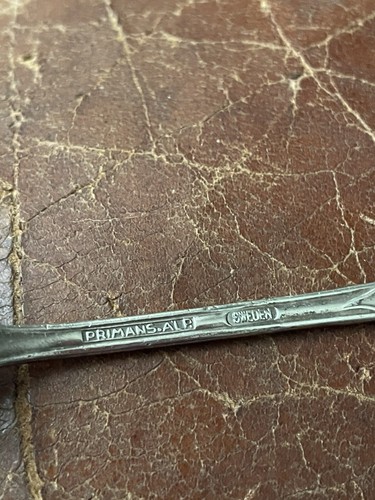 Sweden PRIMANS ALP Silver Wildflower spoon 4" ornate - Picture 3 of 4