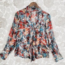 Etcetera 100% Silk Floral Printed Ruffle Butt...