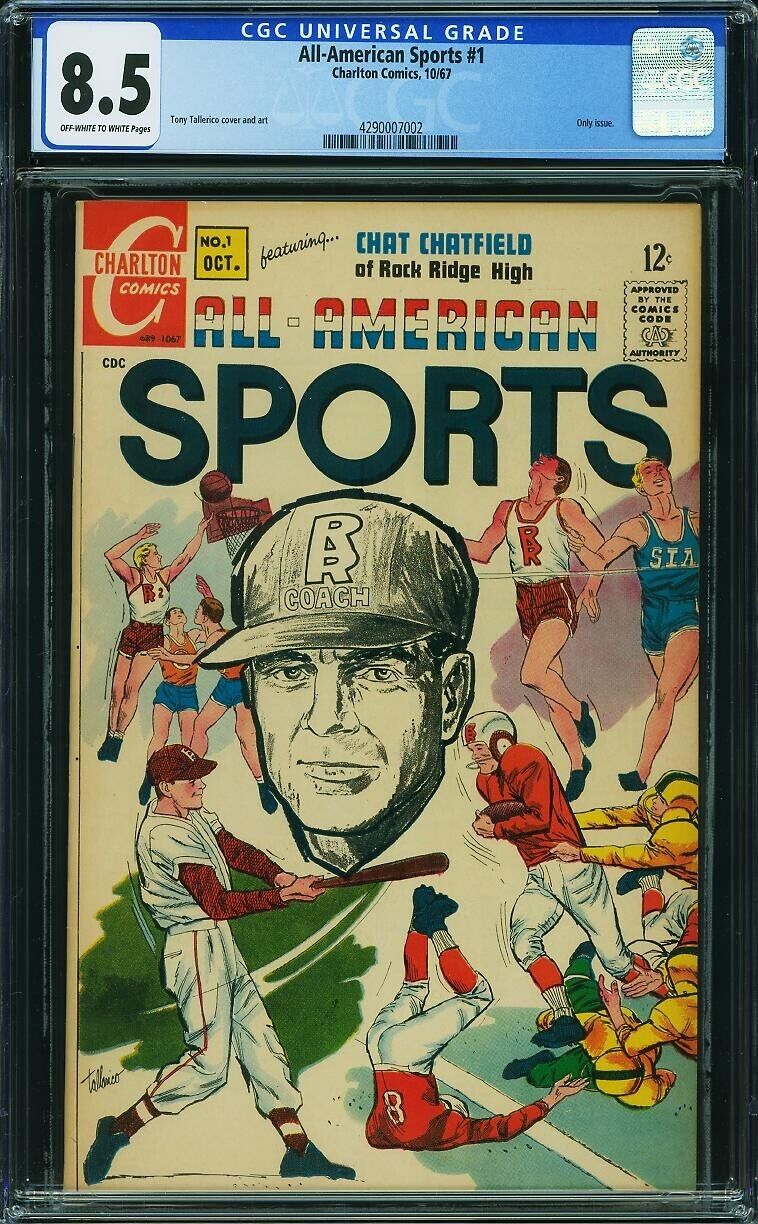 ALL AMERICAN SPORTS 1 CGC 8.5 OWW PAGES CHARLTON 1967 C2