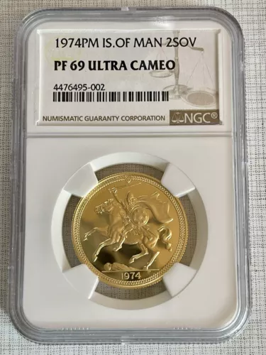 Isle of Man 1974 2 Soveroign Gold NGC PF69 ULTRA CAMEO SKU# 5826