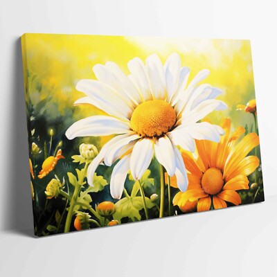 Atemberaubende Gänseblümchen Blume aufgespannte Leinwand oder ungerahmtes Poster Wandkunst