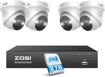 ZOSI PoE Kit Vidéo Surveillance 5MP Caméra PoE avec NVR 8CH 4K Détection AI