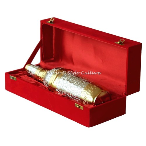 Stylocultur Chapado en Oro Latón Metal Grabado Botella de Vino Soporte Caja E... - Imagen 2 de 5