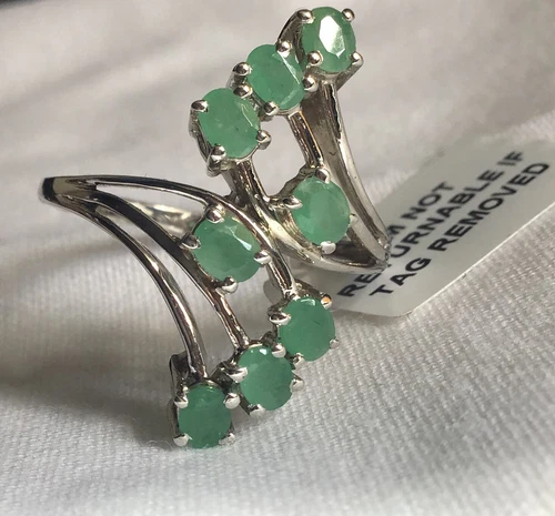 1.25 Ct Natural, Kagem Zambian, Emerald Ring, Sterling Silver, Size S