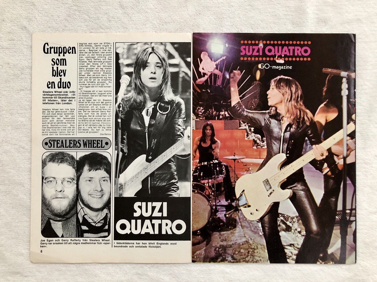 Suzi Quatro ポスター　激レアです SUZI QUATRO 1974 Clipping Poster Swedish Music Magazine GO 1970s