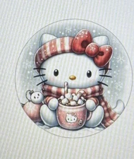 CARTOON CAT WINTER HOT CHOCOLATE ROUND LABELS STICKERS SEALS SCRAPBOOK 30