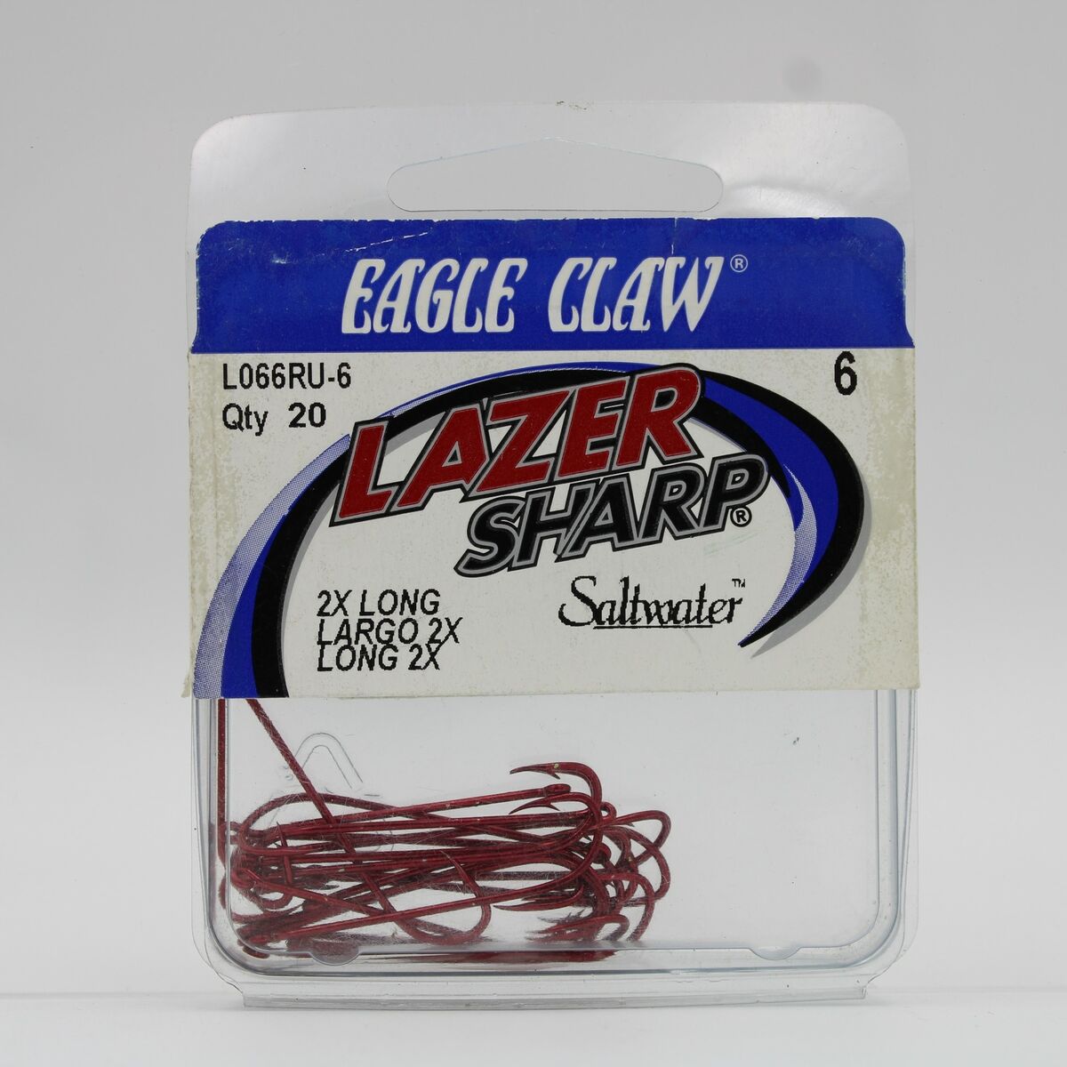 Eagle Claw Lazer Sharp Saltwater Red 2X Long Fishing Hooks L066RU