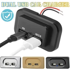 USB 3.1A PD Type-C Car Charger Panel Socket Power Adapter Outlet Truck ATV Boat