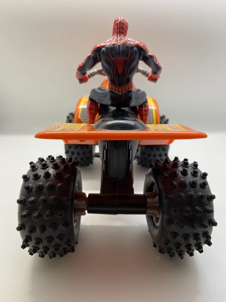 3.5" Spider-Man Figure Riding Position with 2002 Tonka ATV 4502 Motocross. Used. - Image 4 of 4