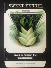 1920s Litho Antique Vintage Card Seed Co. Packet Pack Sweet Fennel Finicchio