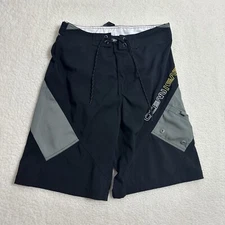 Ocean Earth Board Shorts Detachable Mesh Liner Snap Button Waist Adjust Surf 30