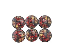 Cabinet and Drawer Knobs Set of 6 Red Black and Gold Abstract Wood Cabinet Knobs