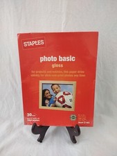 Staples Photo Basic GLOSS Paper 30 ct. 8.5 x 11 For Ink Jet Printer 471861 NEW