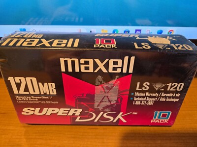 Maxell 120MB Super Disk 10 Pack LS-120- Floppy Discs Disks Disc Bundle NEW