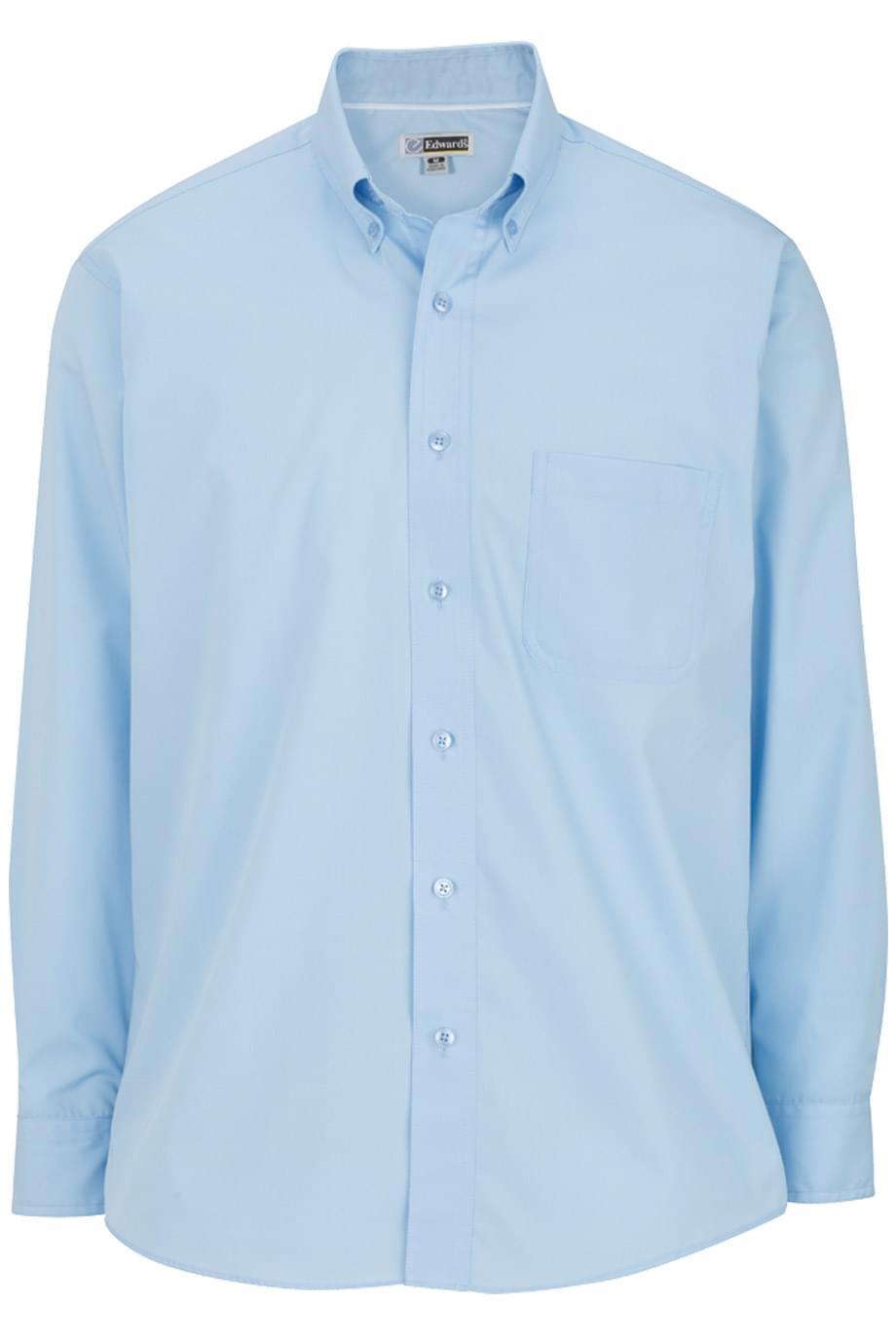 Edwards Garment Men's Big & Tall Poplin Long Sleeve Shirt - 65% Polyester/35% Cotton, Button-Down Collar, Chest Pocket - View #2