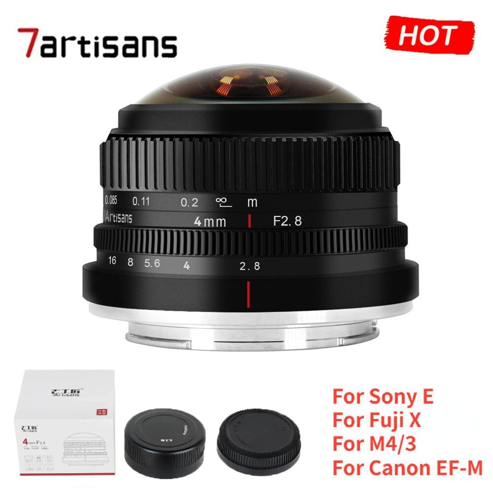 7artisans 4mm APS-C 225° Circular Fisheye Lens Fr Sony Canon