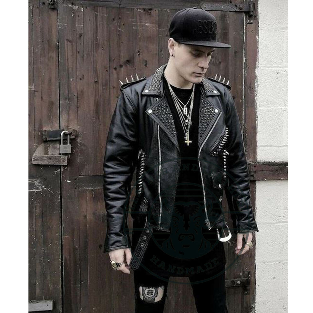 Men's Brando Pin Spiked Studded Shoulder Epaulettes for Stylish Leather Jacket