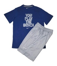 Nike Youth Large Blue Graphic T-shirt  Basketball Shorts Athletic Outfit