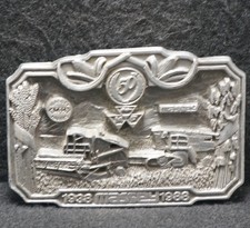 XD19162 NOS VINTAGE 1988  MASSEY  TRACTOR ADVERTISEMENT PEWTER BELT BUCKLE