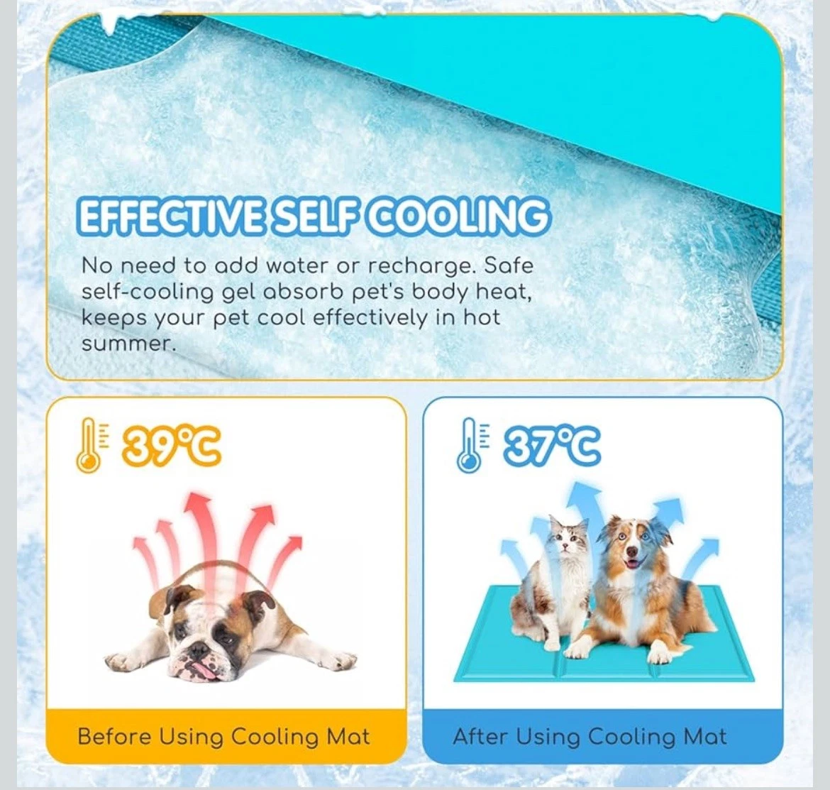 SELF COOLING GEL PET DOG CAT COOLING MAT PAD WATERPROOF HEAT RELIEF 110CM X 70CM