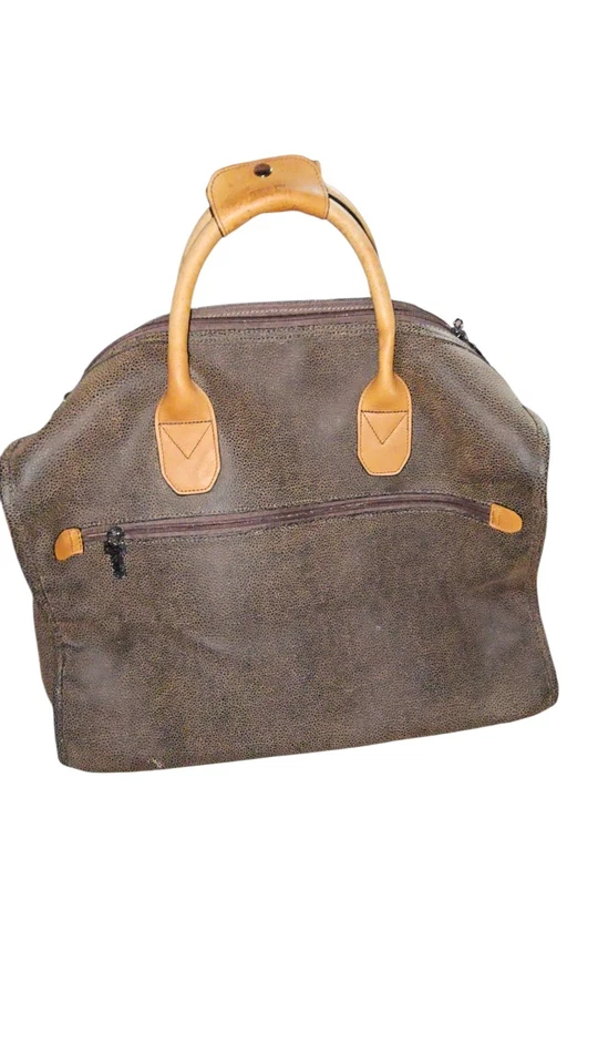 Bolsa de viagem Jack Georges couro pebbled grande/fim de semana marrom alça superior - Imagem 2 de 4