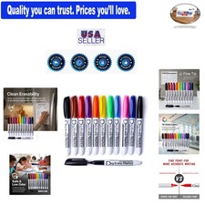 Dry Erase Markers 12 Pack Fine Tip Water-Based Low Odor Multi-Colored