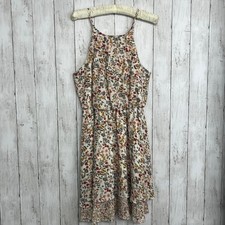 Blue Rain Francesca's Malia Ivory Floral High Neck Layered Ruffle Mini Dress M
