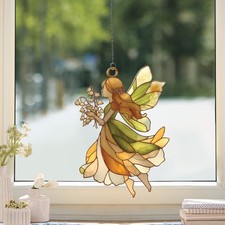 Nature Fairy Acrylic Suncatcher , Floral Fairy Window Decor, Flower Fairy