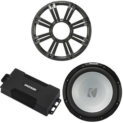 Kicker 48PXA6001 Weatherproof Powersport Mono Amp & 12'' 4 Ohm Free-Air Marine...