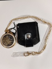 Vintage Franklin Mint "Spirit of the Wolf" Pocket Watch with Black Pouch Working