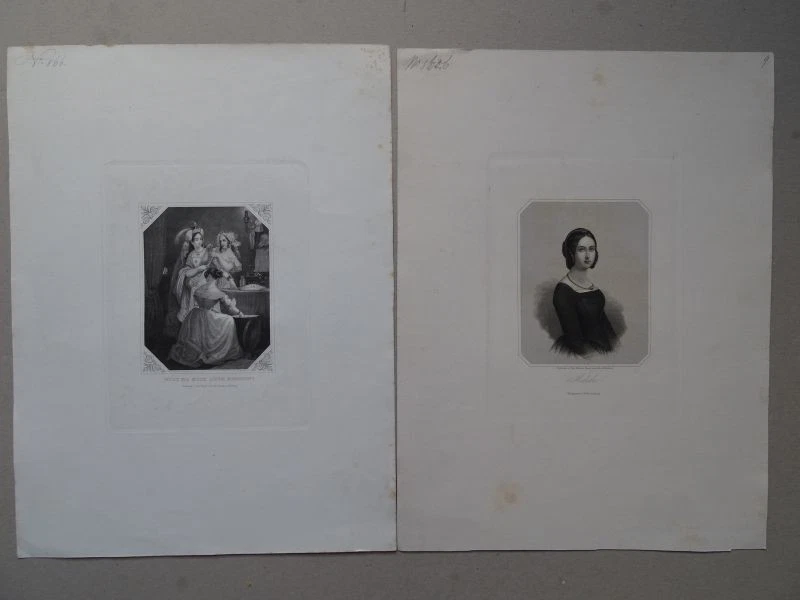 Figürliche Darstellungen Kostüm Portrait - 7 Druckgraphiken Stahlstiche - 1870 - Bild 3 von 4