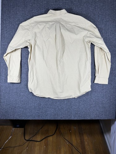 Camicia Eddie Bauer con bottoni uomo XXL 2XL alta gialla a quadri manica lunga vintage - Foto 7 di 7