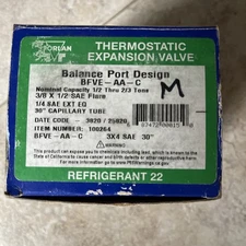One Sporlan SBFVE-AA-C 3/8  x 1/2  ODF Thermal Expansion Valve 30 Inch Capillary