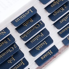Leather Bible Tabs, Blue Bible Tabs for Men Women, Gold Bible Book Tabs, 66 B...