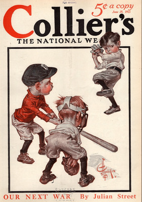 1915 Colliers June 19 - J C Leyendecker; The Baseball Game; Our Next War