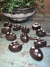 Vintage  Set Of 11 Ceramic Hand Painted Chocolate Brown Decorative Easter Eggs