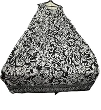 Catherines Plus 5X 34-36 Black White Floral Maxi Dress Stretchy Slinky Knit