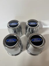 4  STEEL CENTER CAPS FORDBLUE 5 LUG WELD RACING WHEELS  DRAG LITE 3.17 " OD