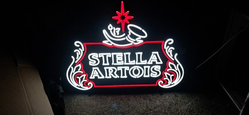 Stella Artois Beer Cartouche Light Up LED Sign Game Room Man Cave Bar Pub